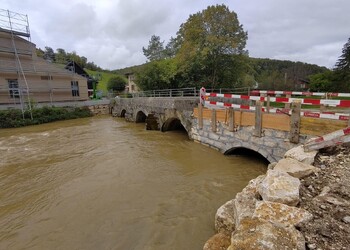 Travaux (octobre 2024) – réalisation de l’arche supplémentaire lors d’une crue de l’Allaine