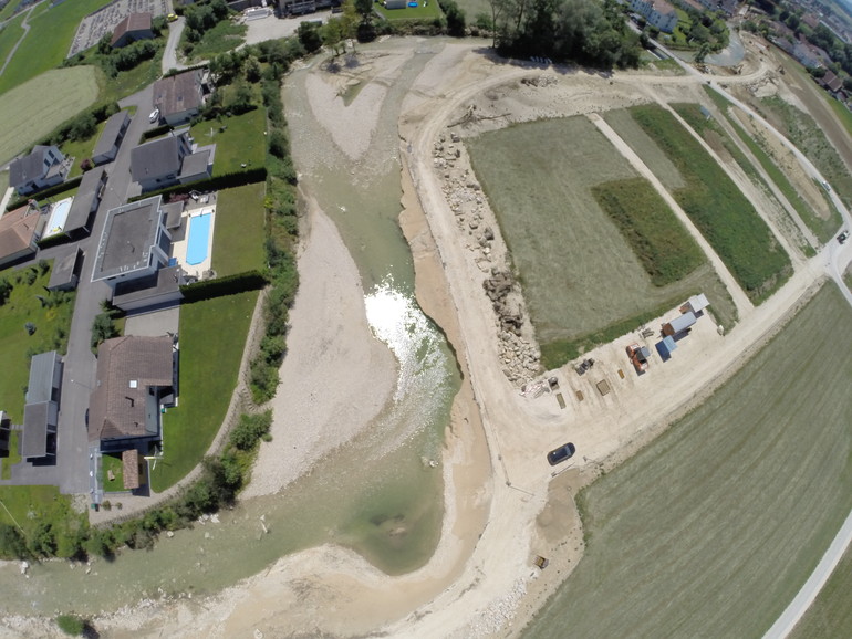 Espace conséquent donné à la rivière dans le secteur de la Gravière