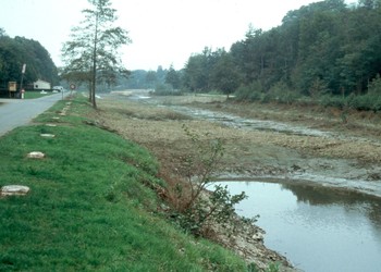 Après abaissement du niveau des eaux, travaux de remodelage des caractéristiques physiques de l’étang par création de mouilles et d’atterrissements