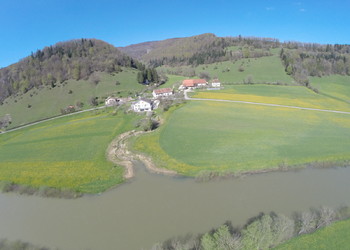 Confluence avec le Doubs en crue (19 avril 2016)