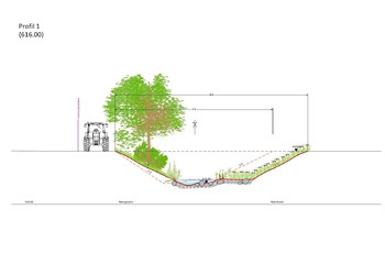 Profil en travers schématique d’une remise à ciel ouvert d’un cours d’eau