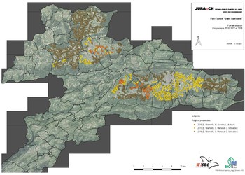 Carte des sites prospectés entre 2016 et 2018