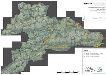 Carte des sites prospectés entre 2016 et 2019