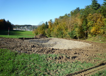 Premiers terrassements de la grande mare (octobre 2013)