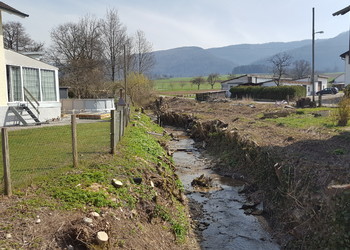 Avant travaux : berge raide et déconnexion du milieu aquatique avec le milieux terrestre
