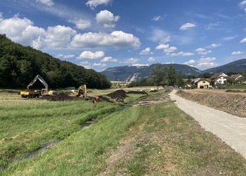 Début des travaux de terrassements (secteur aval – juillet 2020).