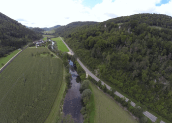 Etat initial (2017) : Tracé et morphologie de la Birse avant les travaux de protection contre les crues