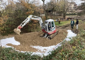 Travaux (novembre 2020) – Aménagement d’une mare favorable aux amphibiens. 