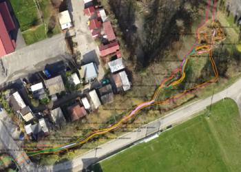 Extrait d’une cartographie du relevé de la structure des rives et du type de substrat après revitalisation du Malrang à St-Ursanne (JU).