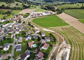 Etat réalisé (août 2021) - Vue aérienne du secteur voué à la protection contre les crues