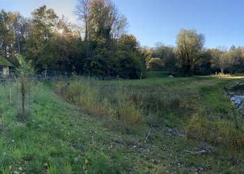 Etat 2 ans après travaux (octobre 2021) – Vue sur l’embouchure du ruisseau du Gondou et la Venoge avec son lit majeur.