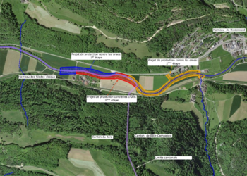 Représentation géographique de la Birse entre le hameau de Riederwald (BL) et celui des Riedes-Dessus (JU). Cet article traite de la 2ème étape du projet.