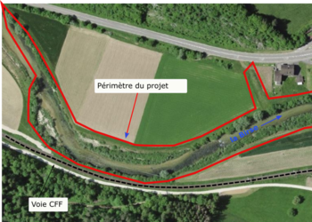 Périmètre du projet avec indication de la position du suivi photographique (cf. photographies suivantes).