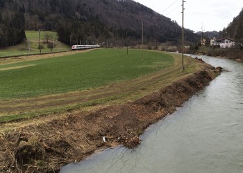 Travaux (février 2015) - morphologie de la Birse suite aux travaux d’abattage de la végétation située en berge droite