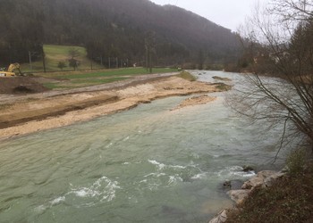 Travaux (février 2016) - Crue de la Birse en cours de chantier