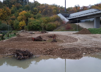 Travaux (octobre 2021) – Aménagement de mares et d’un bras mort dans le secteur en amont du viaduc de l’A16