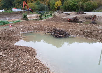 Travaux (octobre 2021) – Aménagement de mares et d’un bras mort dans le secteur en amont du viaduc de l’A16