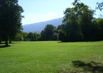 Etat initial (août 2010) – Vue générale de l’ancien parc public avant la création du nouveau lit du Tillet.