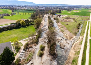 Travaux (avril 2022) – Evolution de la structure en losange après le passage de quelques petites crues. ©Fabio Chironi