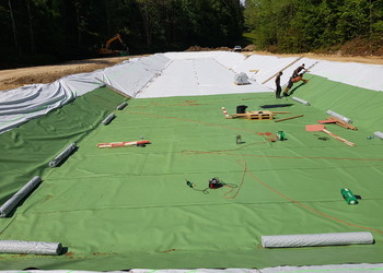 Travaux (mai 2022) – Mise en place de la membrane d’étanchéité