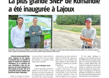 Article du journal ‘Le Franc-Montagnard’ paru le 16 septembre 2023 lors de l’inauguration de la SNEP