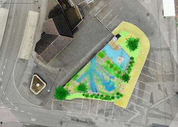 Esquisse du projet avec la zone de source et ses bras d’écoulement et la mare permanente