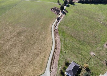 En travaux (octobre 2023) – La Betteratte – vue aérienne de l’élargissement en cours