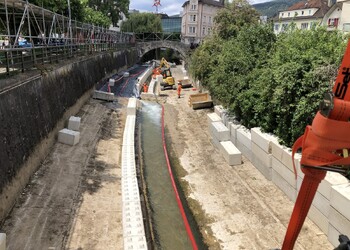 Travaux (juillet 2022) – Mise en place des mesures de dérivation des eaux de la Sorne