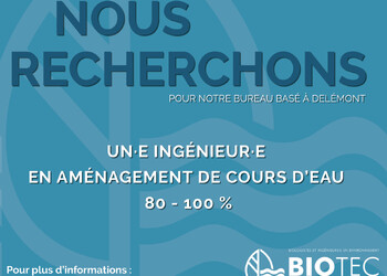 Nous recrutons (ingénieur·e en aménagement de cours d'eau)