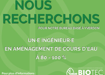 Nous recrutons (ingénieur·e en aménagement de cours d'eau)