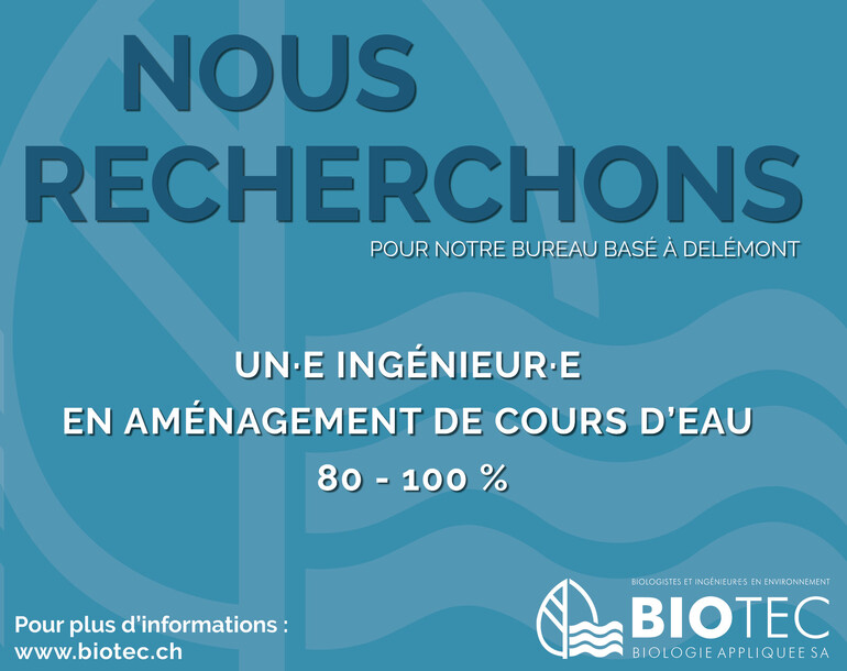 Nous recrutons (ingénieur·e en aménagement de cours d'eau)