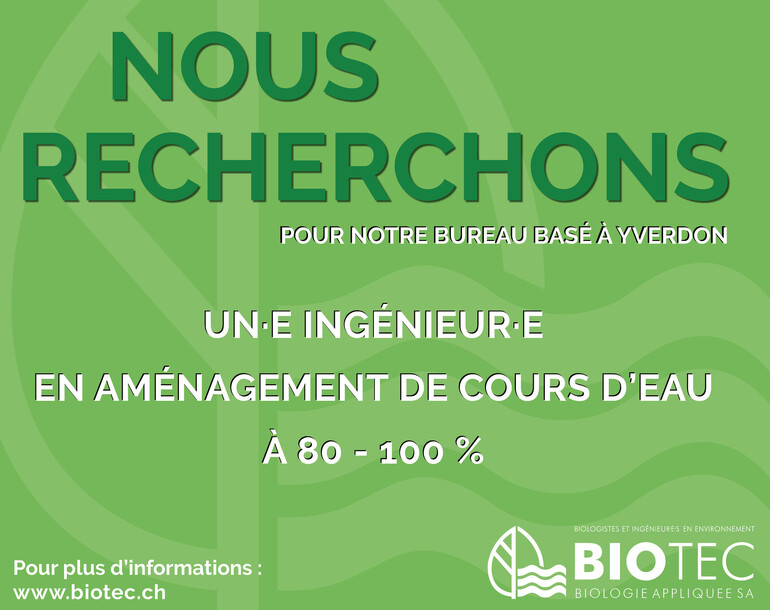 Nous recrutons (ingénieur·e en aménagement de cours d'eau)